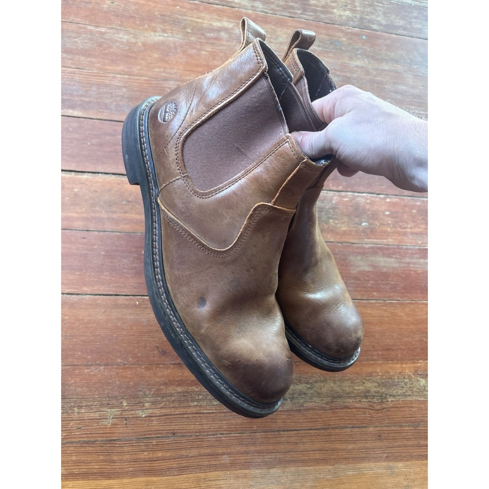 Timberland Men's Larchmont II Chelsea Boots Brown Leather Size 11.5 - Picture 3 of 7